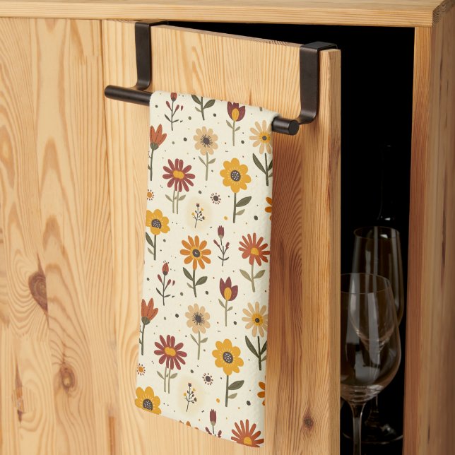 Boho Florals Tea Towel (Thirds Fold)
