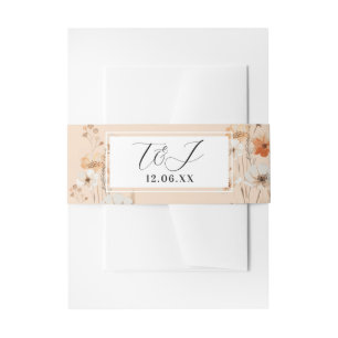 Boho Florals Wedding Cutlery Band Bohemian  Invitation Belly Band