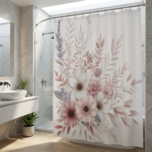 Boho Florals with a Blush of Pink Shower Curtain (Creator Uploaded)