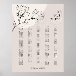 Boho Flower Alphabetical Seating Chart Sign