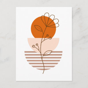 Boho flower art in a sunset postcard