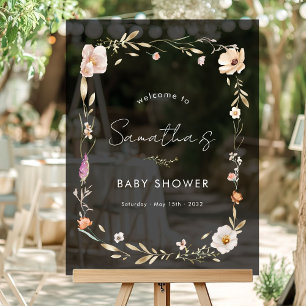 Boho Flower Baby Shower Acrylic Sign
