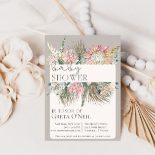 Boho Flower Baby Shower Invitation