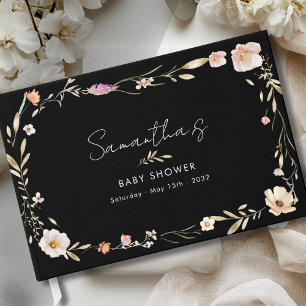 Boho Flower Baby Shower Welcome Guest Book
