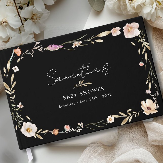 Boho Flower Baby Shower Welcome Guest Book (Boho Flower Baby Shower Welcome Custom Guest Book)