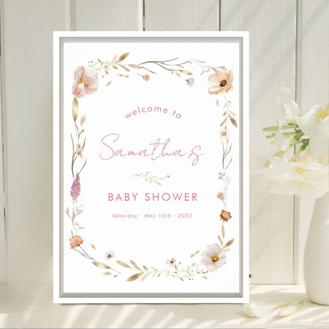 Boho Flower Baby Shower Welcome Poster (Boho Flower Baby Shower Welcome Poster. Available in Prints & Instant Download)