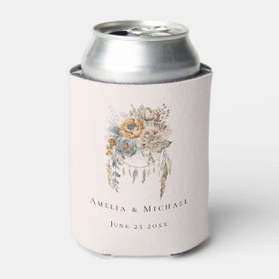 Boho Flower Bouquet and Dreamcatcher Wedding Can Cooler
