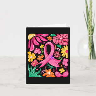 Boho Flower Coquette Bow Breast Cancer Awareness W Card