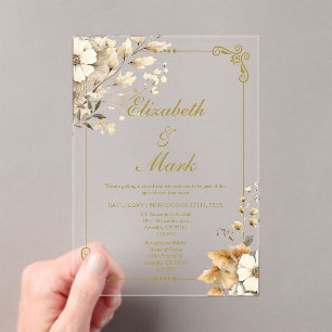 Boho flower Elegant Acrylic Wedding  Invitations