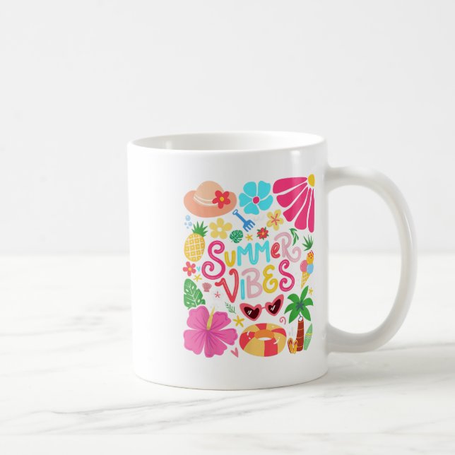 Boho Flower Hello Summer Vibes Funny Beach Life Me Coffee Mug (Right)