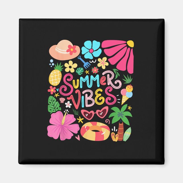 Boho Flower Hello Summer Vibes Funny Beach Life Me Magnet (Front)