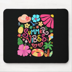 Boho Flower Hello Summer Vibes Funny Beach Life Me Mouse Pad