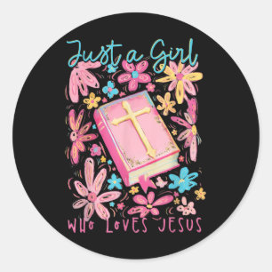 Boho Flower Just A Girl Who Loves Jesus Religious Classic Round Sticker