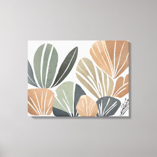 Boho Flower Leaf Botanical art style Simple Modern Canvas Print