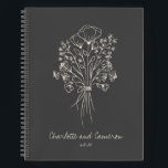 Boho Flower Line Art Drawing Personalised Wedding Notebook<br><div class="desc">Boho Flower Line Art Drawing Personalised Wedding Notebook</div>