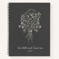 Boho Flower Line Art Drawing Personalised Wedding