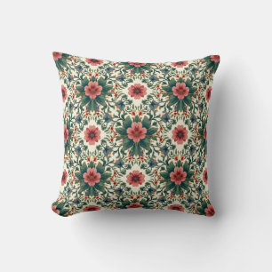 Boho Flower Magic - in Shades of Green and Pink Cushion