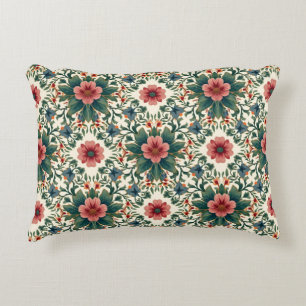 Boho Flower Magic - in Shades of Green and Pink Decorative Cushion