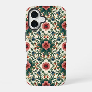 Boho Flower Magic - in Shades of Green and Pink iPhone 16 Case