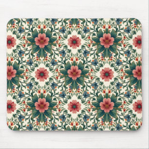 Boho Flower Magic - in Shades of Green and Pink Mouse Pad