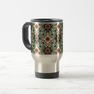 Boho Flower Magic - in Shades of Green and Pink Travel Mug