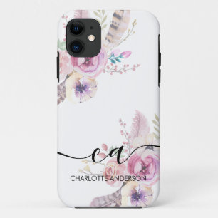 Boho Flower, Monogram Case-Mate iPhone Case