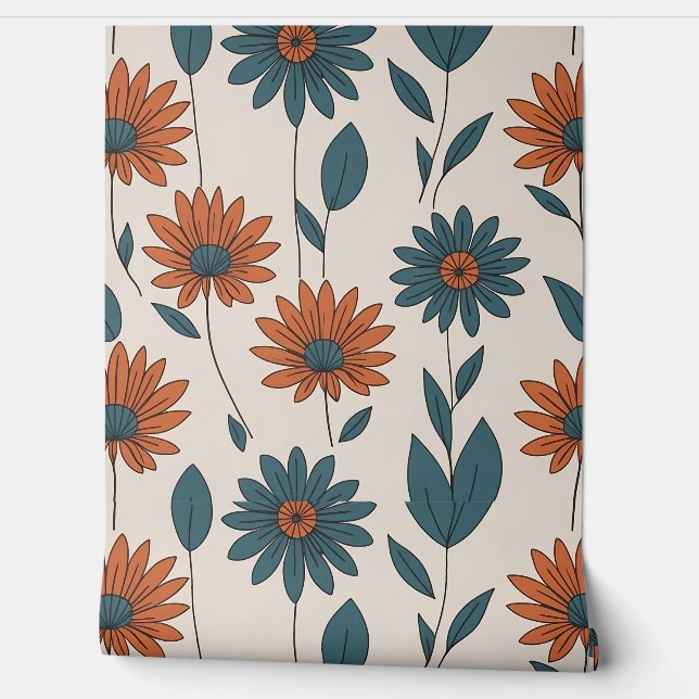 Boho flower pattern wallpaper (Unrolling)