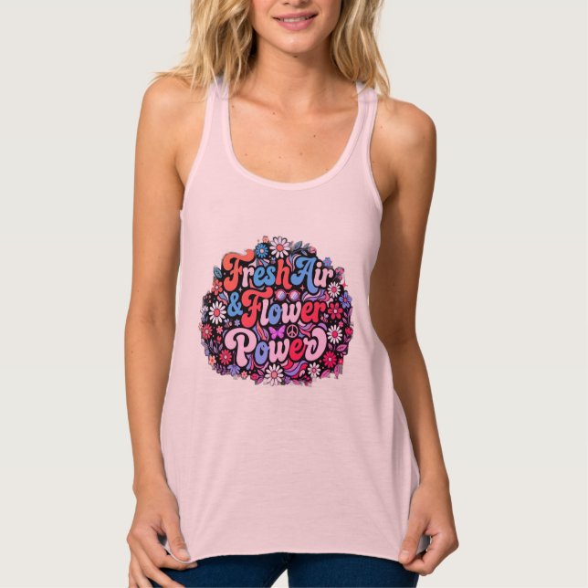 Boho Flower Power Graphic Singlet (Front)