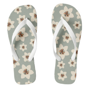 Boho flower - sage green background jandals