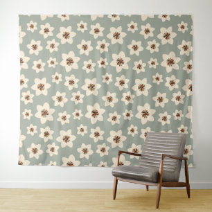 Boho flower - sage green background tapestry