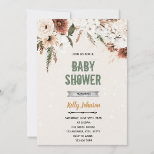 Boho flower shower theme invitation