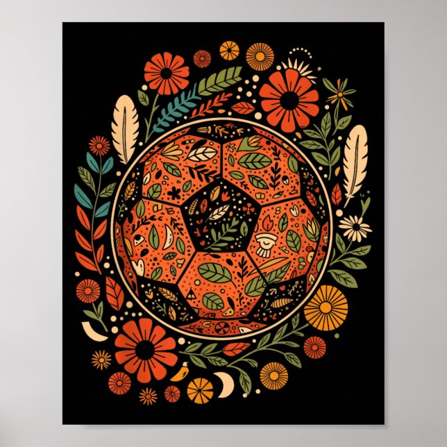 Boho Flower Soccer Ball Poster (Front)