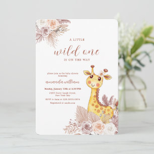 Boho Flower Wilderness Safari Giraffe Baby Shower Invitation