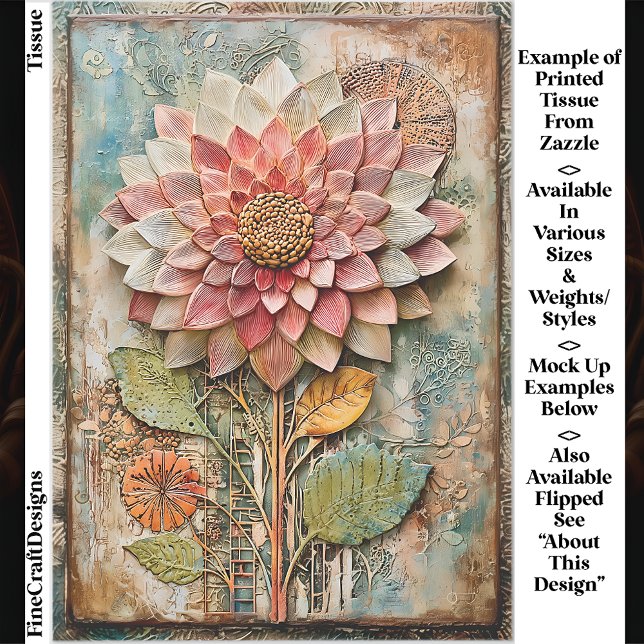 Boho Flower with Artisan Texture DZ9L Decoupage Tissue Paper (Creator Uploaded)
