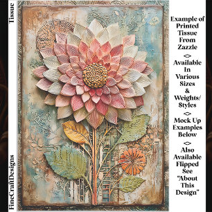 Boho Flower with Artisan Texture DZ9R Decoupage Tissue Paper