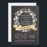 Boho Flower Wreath Rustic Chalkboard Wedding Invitation<br><div class="desc">A whimsical hand-drawn pastel flower wreath on chalkboard makes this rustic wedding invitation suite a keeper. A trendy ribbon banner adds an artsy boho vibe,  making this set perfect for relaxed outdoor weddings.</div>