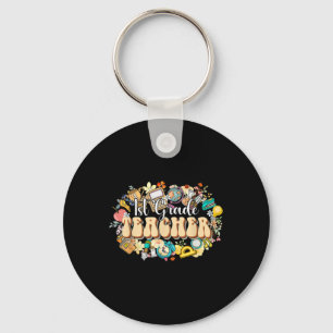 Boho Flowers 1st Grade Teacher Appreciation Back T Key Ring