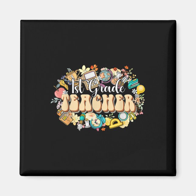 Boho Flowers 1st Grade Teacher Appreciation Back T Magnet (Front)