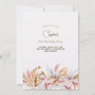 Boho flowers adult Birthday invitation