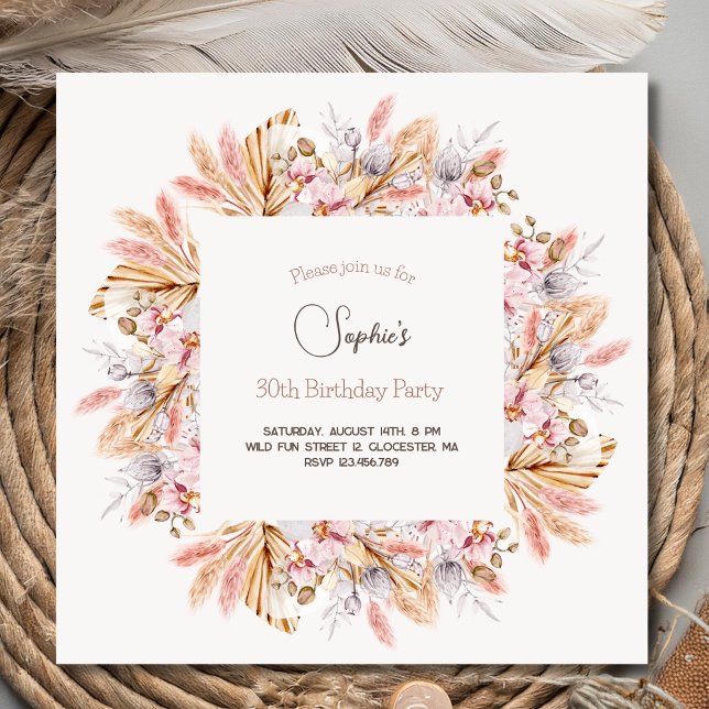 Boho flowers adult Birthday invitation (Creator Uploaded)
