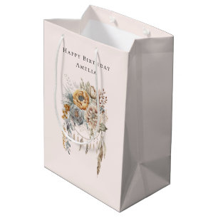 Boho Flowers and Dreamcatcher - Birthday Medium Gift Bag