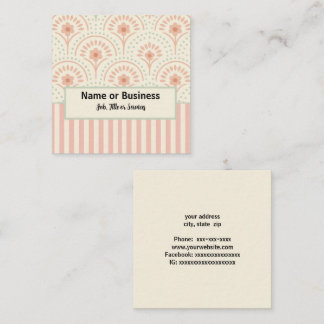 Boho flowers and stripes square business card