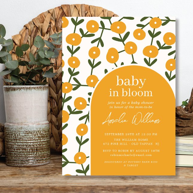 Boho Flowers Baby In Bloom Shower Invitation (Creator Uploaded)