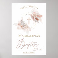 boho flowers Baptism welcome sign