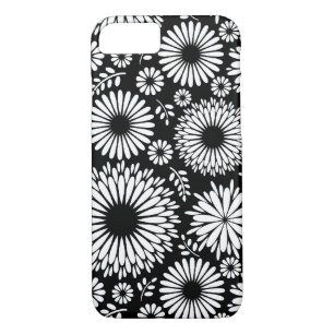 Boho flowers Black and White vector floral pattern iPhone 8/7 Case