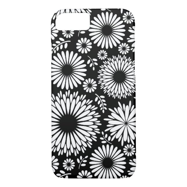 Boho flowers Black and White vector floral pattern Case-Mate iPhone Case (Back)