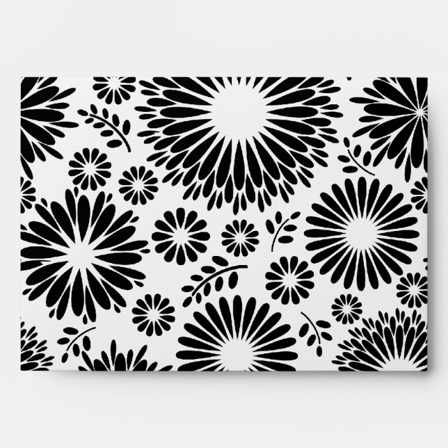 Boho flowers Black and White vector floral pattern Envelopes (Front)
