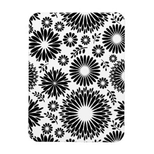 Boho flowers Black and White vector floral pattern Magnet