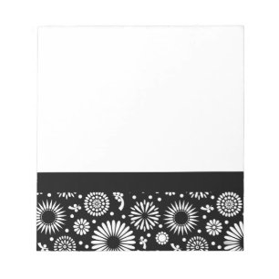 Boho flowers Black and White vector floral pattern Notepad
