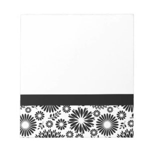 Boho flowers Black and White vector floral pattern Notepad